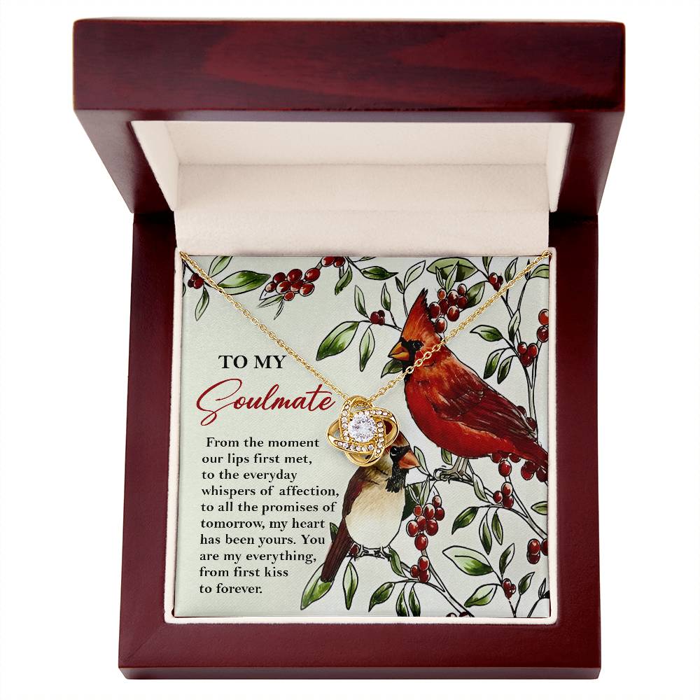 To My Soulmate, You Are My Everything From First Kiss To Forever, Love Knot Necklace, Christmas Gift For Her