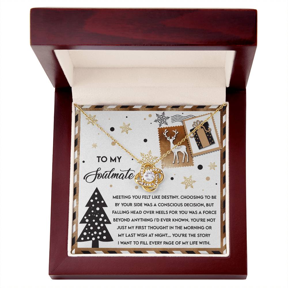 To My Soulmate, Meeting You Felt Like Destiny, Love Knot Necklace, Christmas Gift For Her