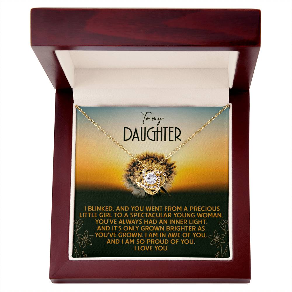 To My Daughter, I Am So Proud Of You, Love Knot Necklace, Gift For Daughter