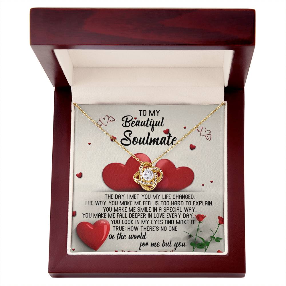 To My Beautiful Soulmate, The Day I Met You My Life Changed, Love Knot Necklace Message Card