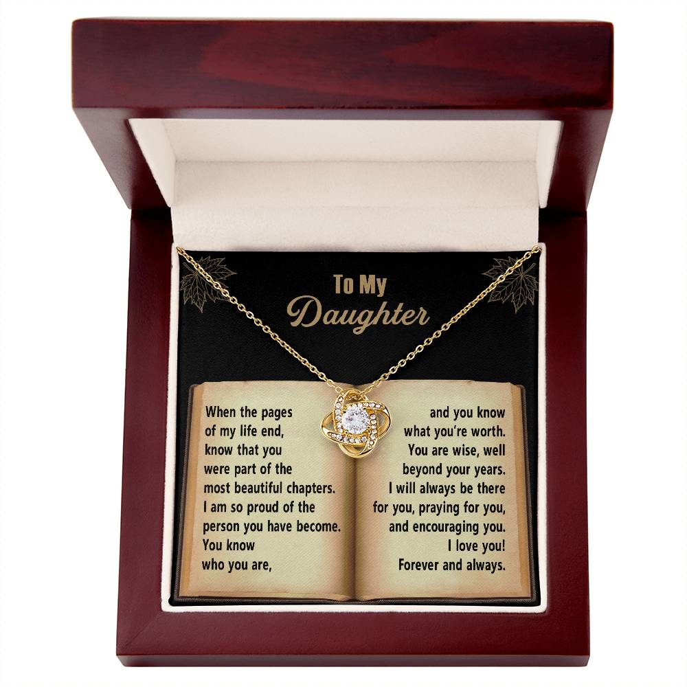 To My Daughter, So Proud Of You, Love Knot Necklace, Gift For Daughter