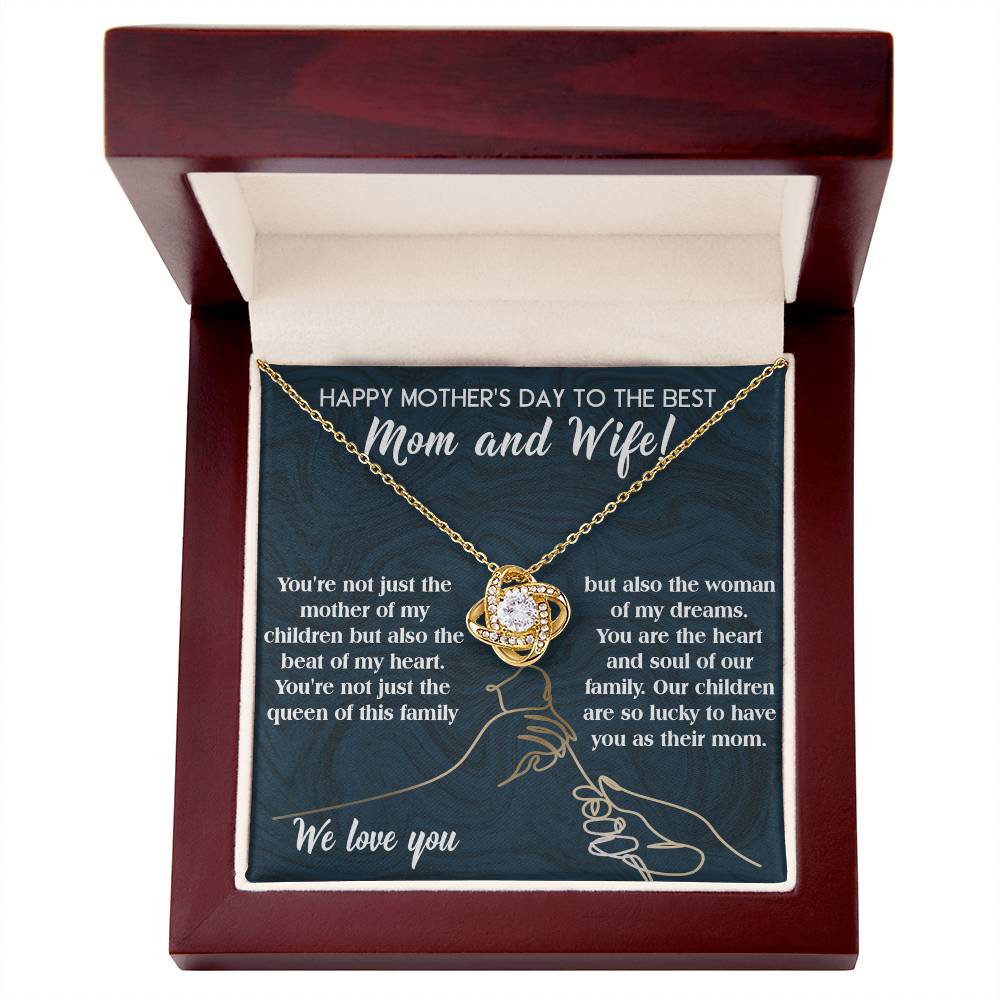 Happy Mother's Day To The Best Mom and Wife, Love Knot Necklace