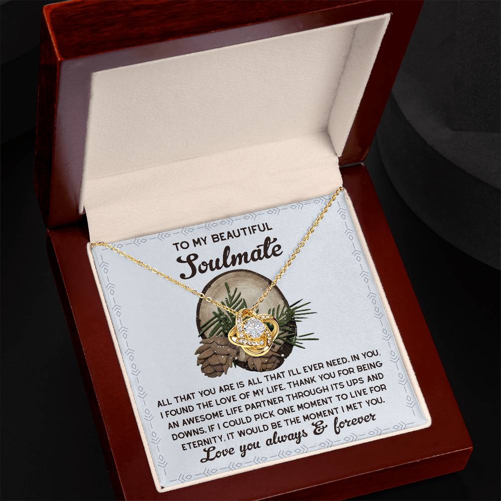 To My Soulmate, Thank You For Being An Awesome Life Partner, Love Knot Necklace, Christmas Gift For Her