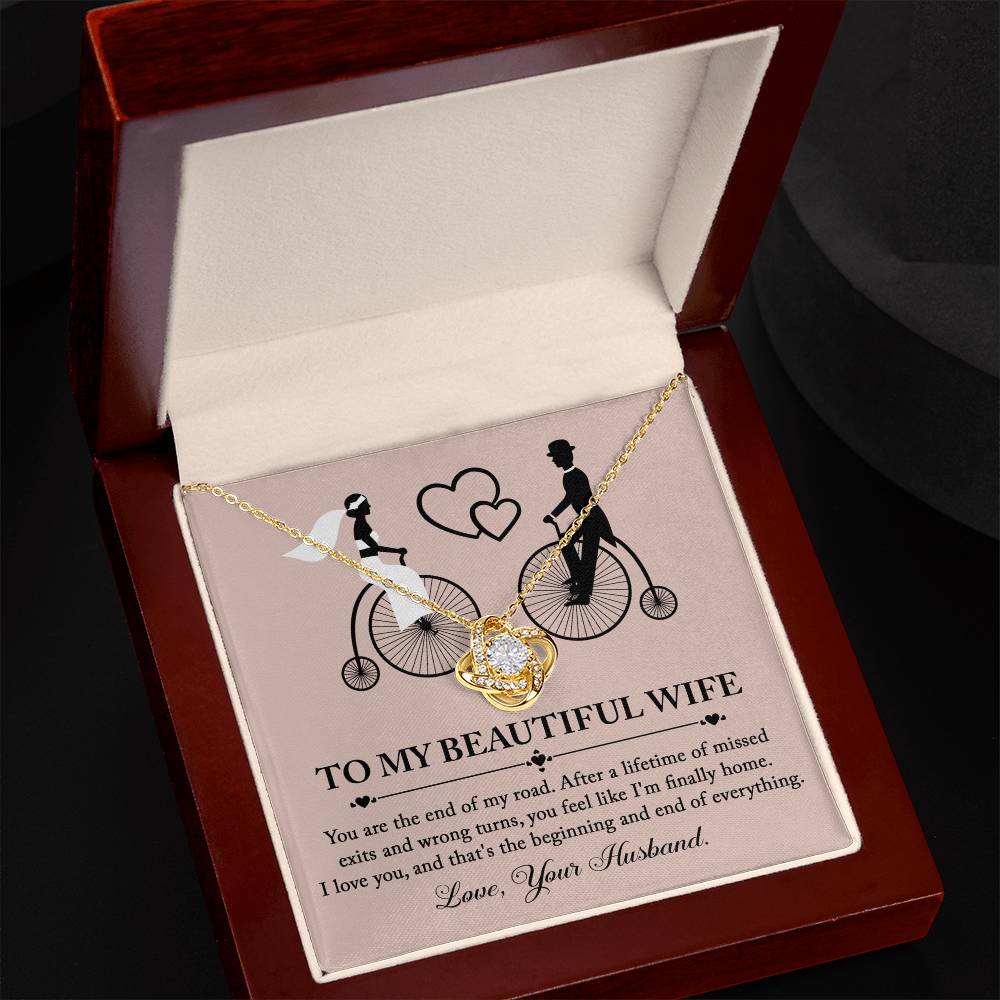 To My Wife, I'm Finally Home, Love Your Husband, Love Knot Necklace