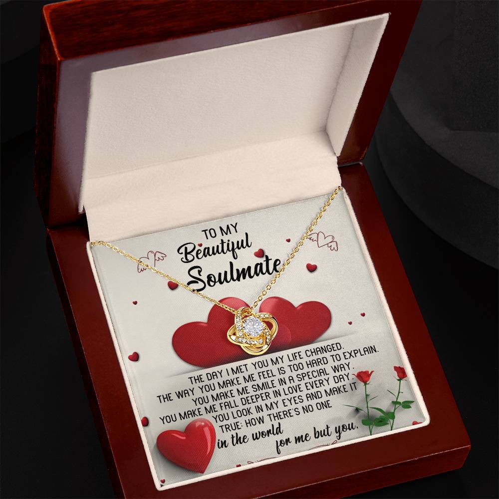 To My Beautiful Soulmate, The Day I Met You My Life Changed, Love Knot Necklace Message Card