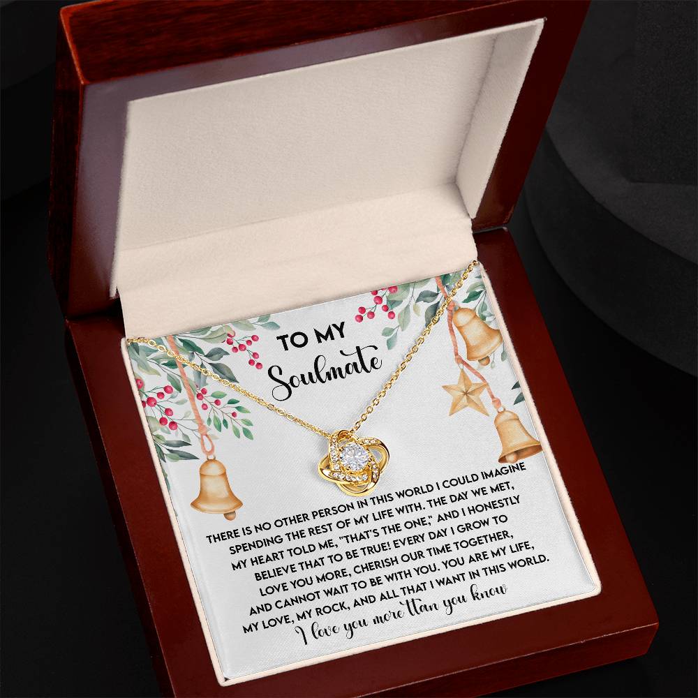 To My Soulmate, You Are My Life, My Love, And My Rock, Love Knot Necklace, Christmas Gift For Her