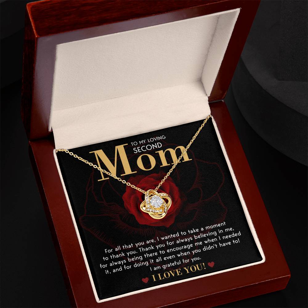 To My Loving Second Mom, I Am Grateful For You, Love Knot Necklace