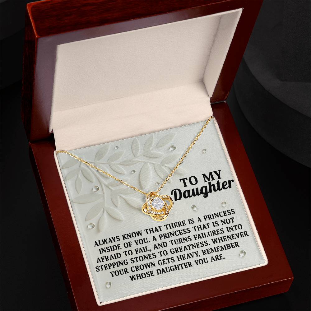 To My Daughter, Remember Whose Daughter You Are, Love Knot Necklace, Gift For Daughter