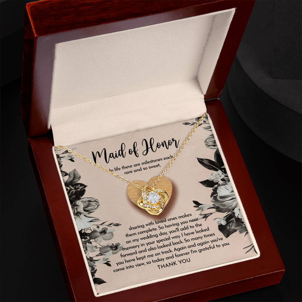To My Maid Of Honor, On My Wedding Day, Im Grateful To You, Love Knot Necklace