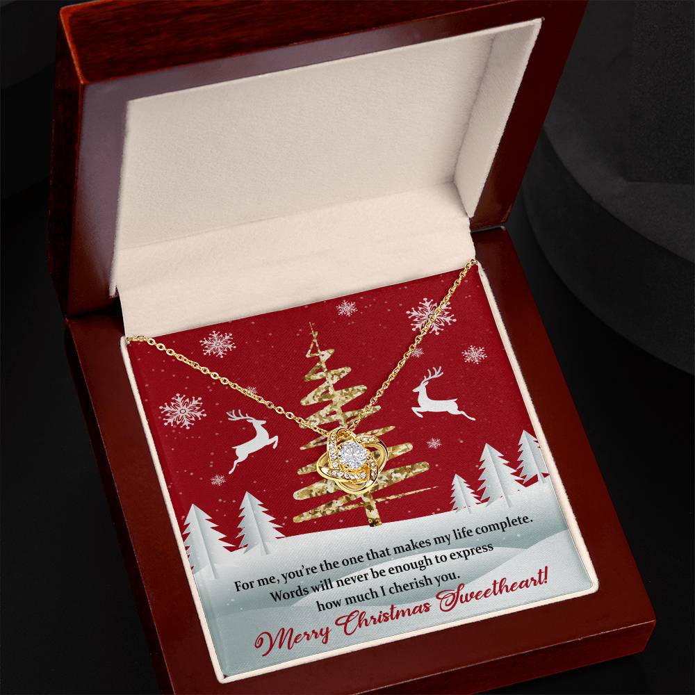 Christmas Message Card Jewelry, You Make My Life Complete, Love Knot Necklace Message Card