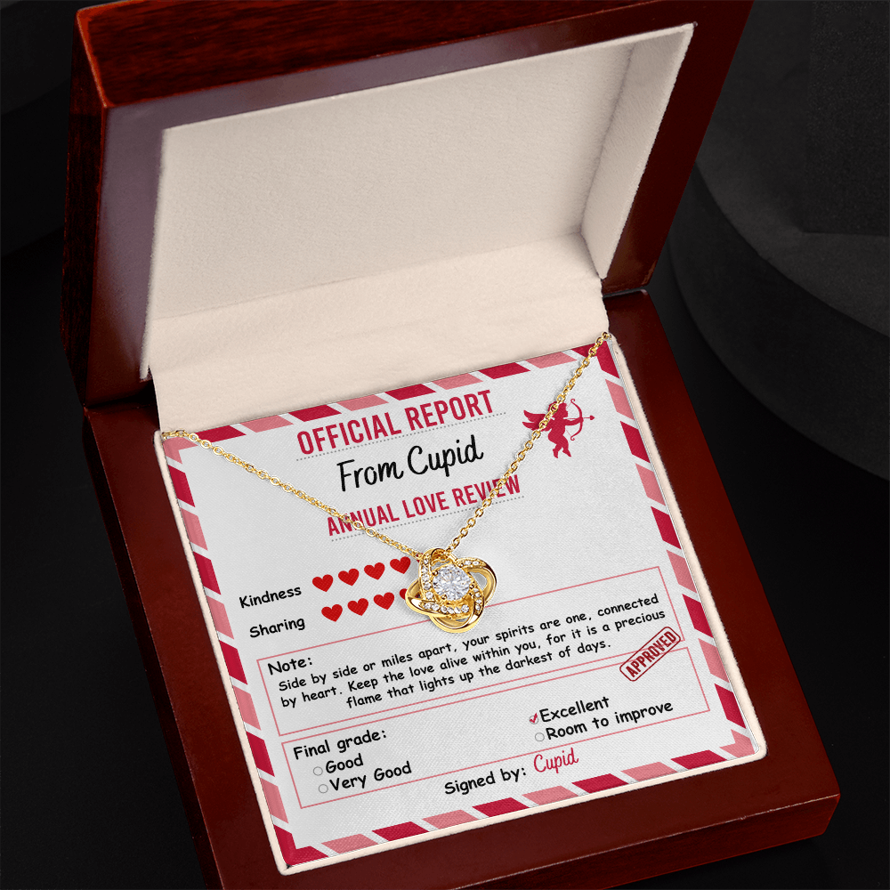 To My Soulmate, Official Report From Cupid - Annual Love Review, Love Knot Necklace, Valentines Gift For Her