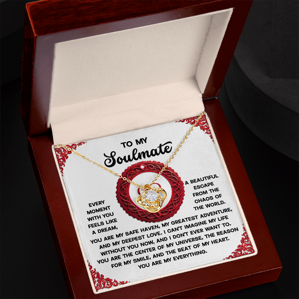 To My Soulmate, I Cant Imagine My Life Without You, Love Knot Necklace, Valentines Gift For Her