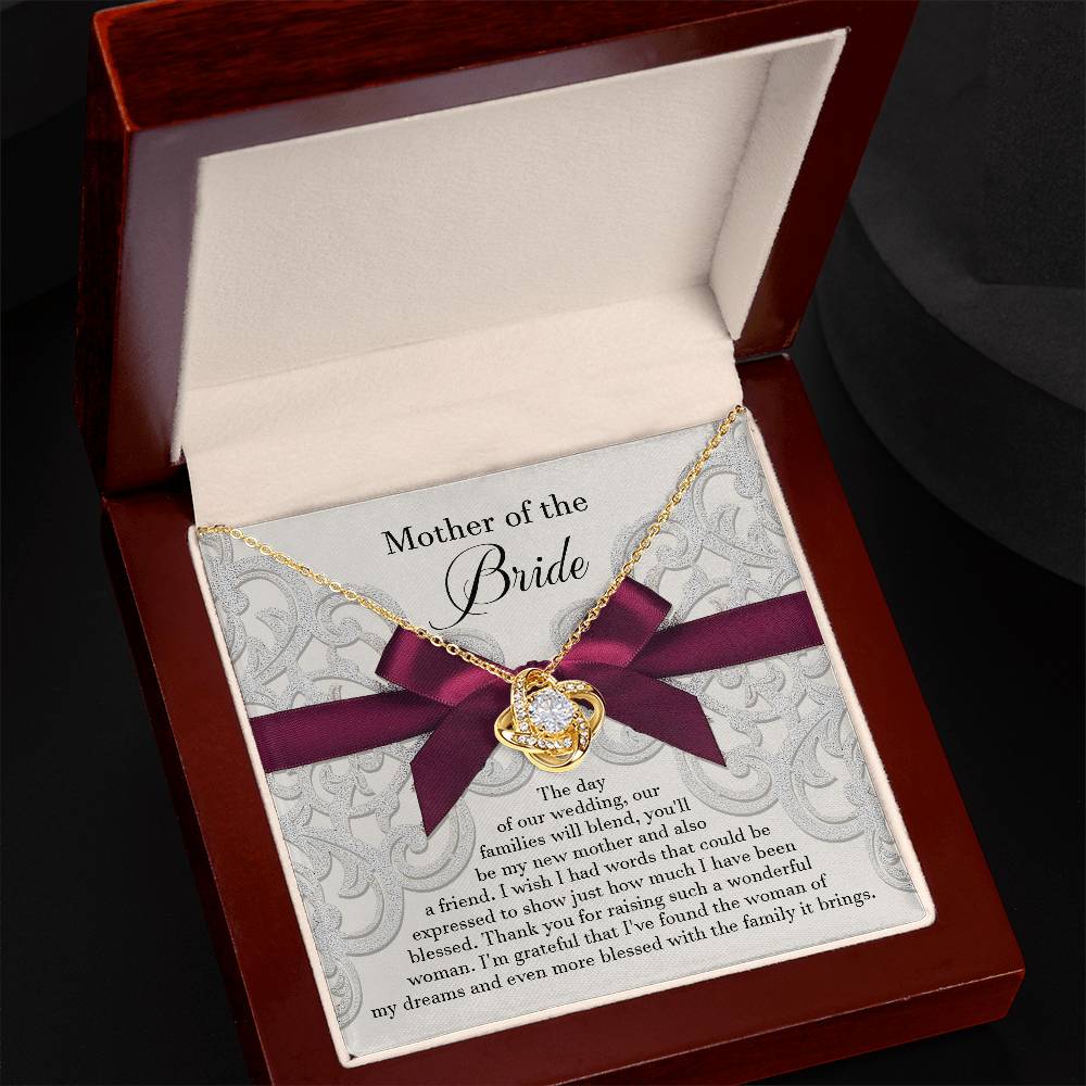 To My Bride's Mom, My New Mother, Love Knot Necklace, Gift For Bride's Mom
