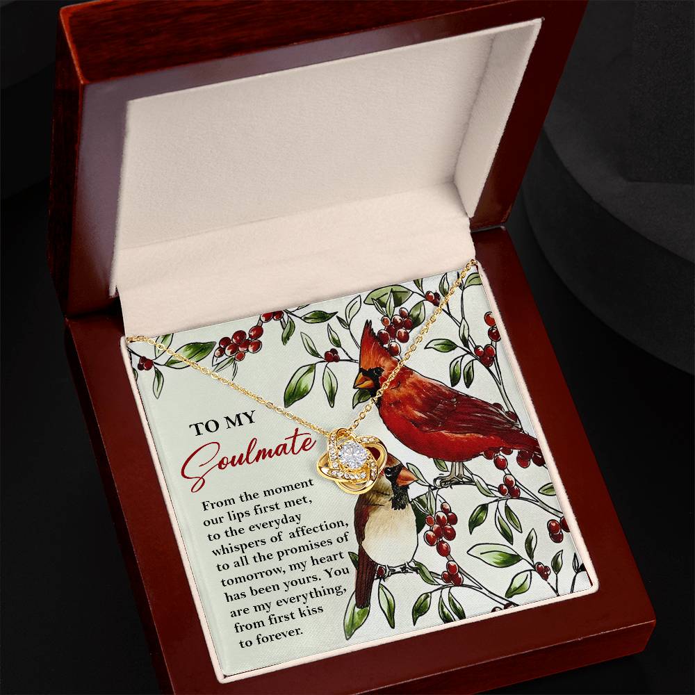 To My Soulmate, You Are My Everything From First Kiss To Forever, Love Knot Necklace, Christmas Gift For Her