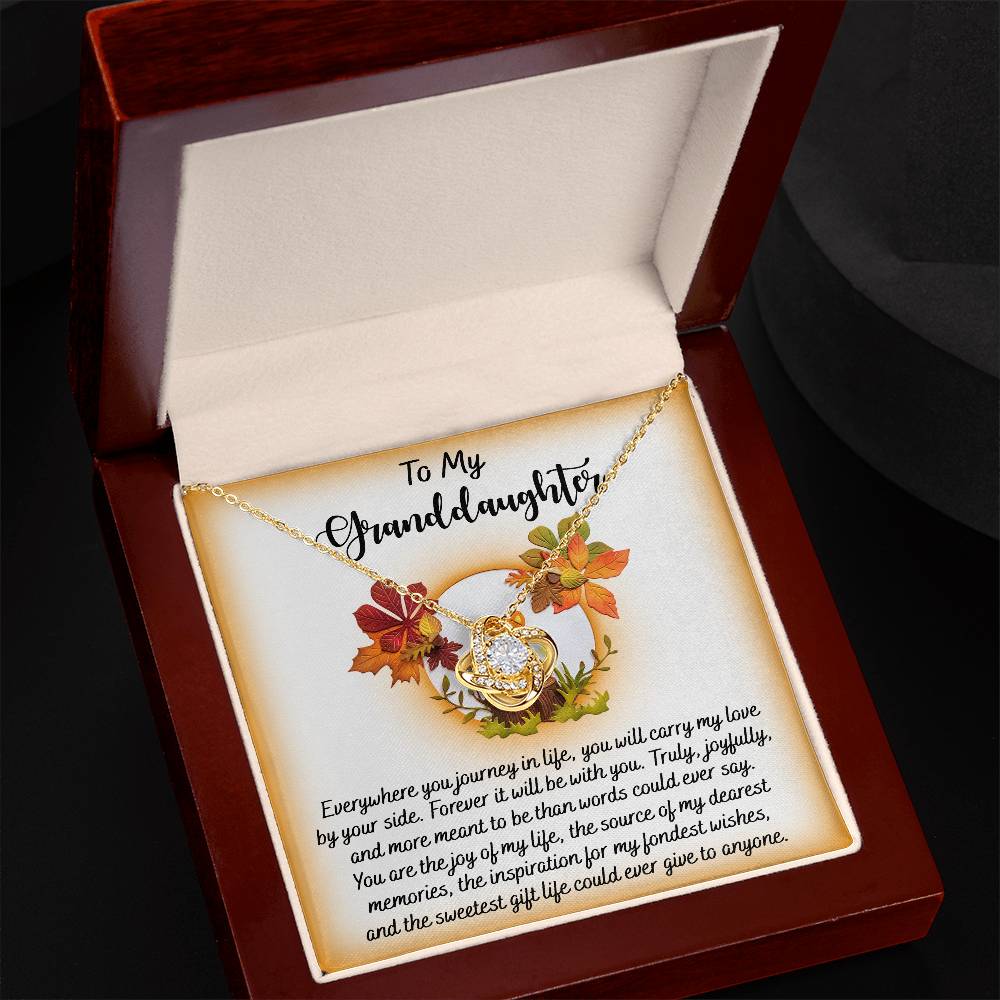 To My Granddaughter, You Are The Joy Of My Life, Love Knot Necklace, Gift For Granddaughter