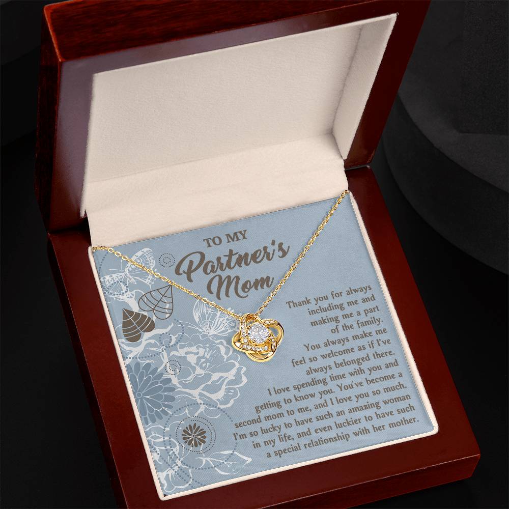 To My Partner's Mom, Part Of The Family, Love Knot Necklace