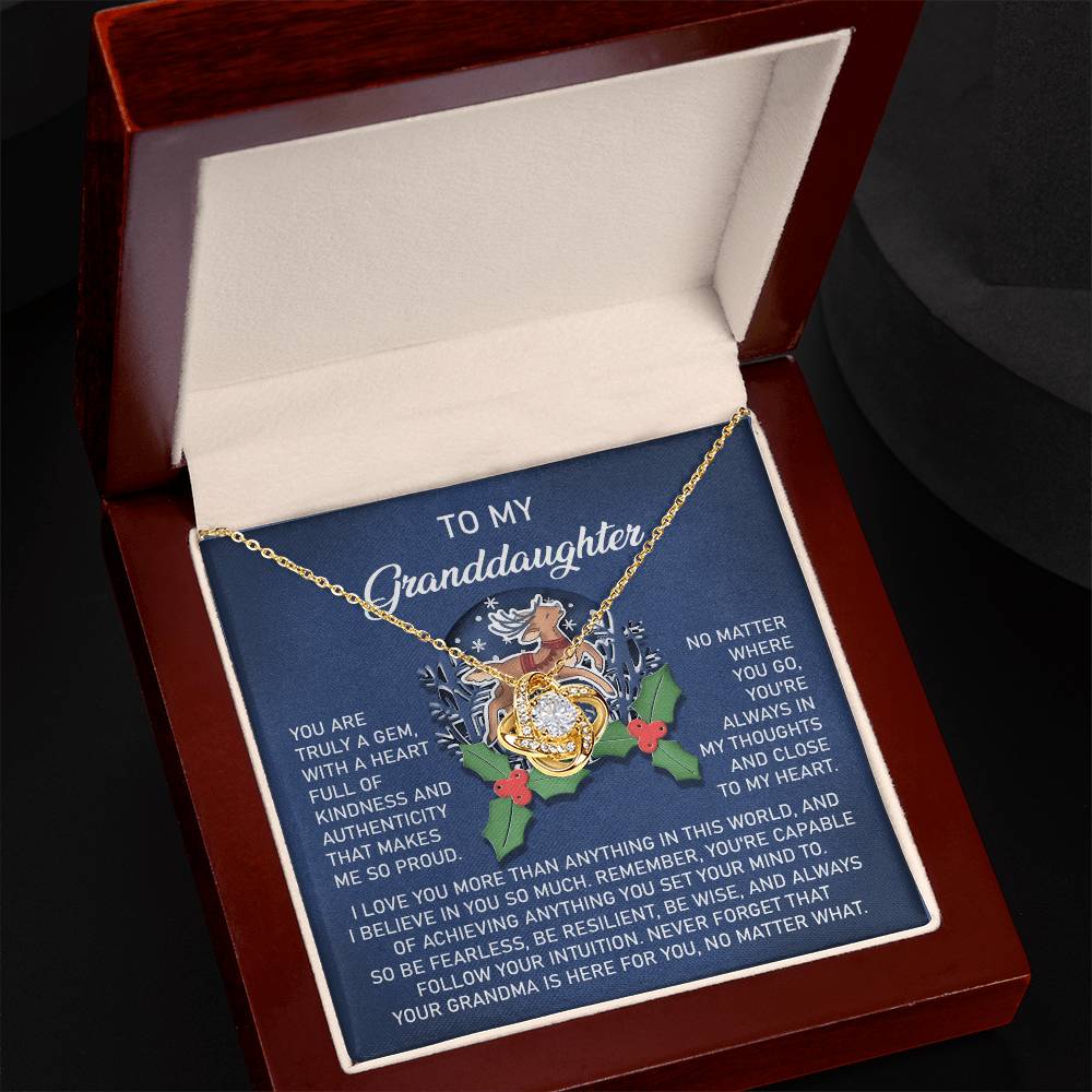 To My Granddaughter, Never Forget That Your Grandma Is Here For You, Love Knot Necklace, Gift For Granddaughter