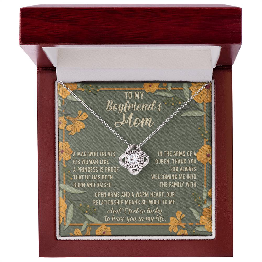 To My Boyfriend's Mom, Love Knot Necklace Message Card