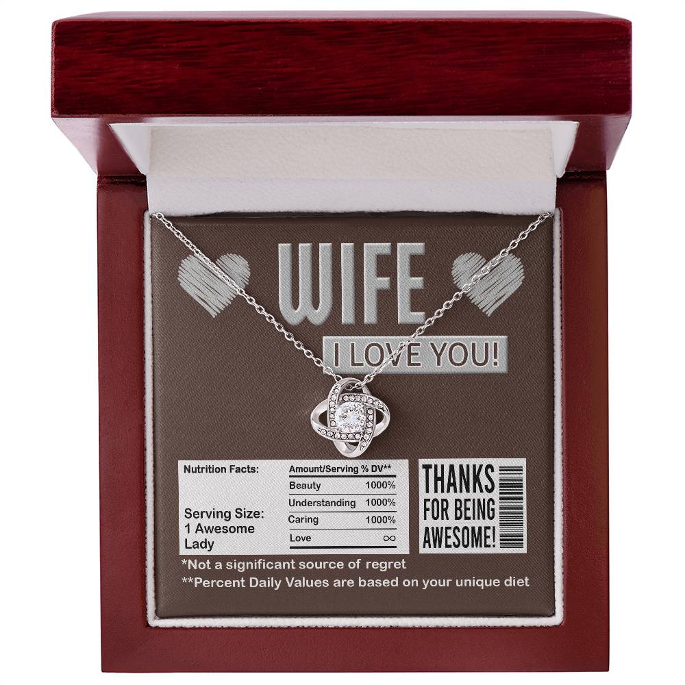 To My Wife, Promise Necklace, May My Heart Be Your Shelter And My Arms Be Your Home, Love Knot Necklace