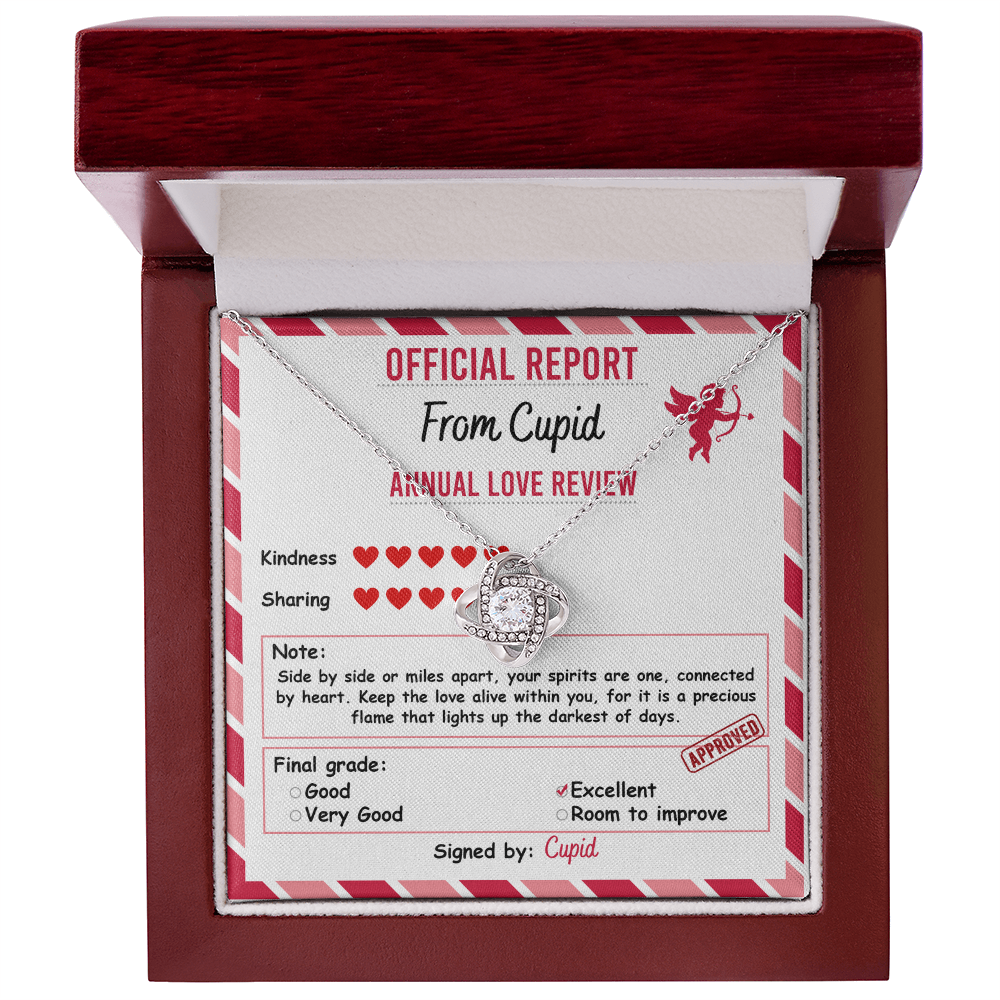 To My Soulmate, Official Report From Cupid - Annual Love Review, Love Knot Necklace, Valentines Gift For Her