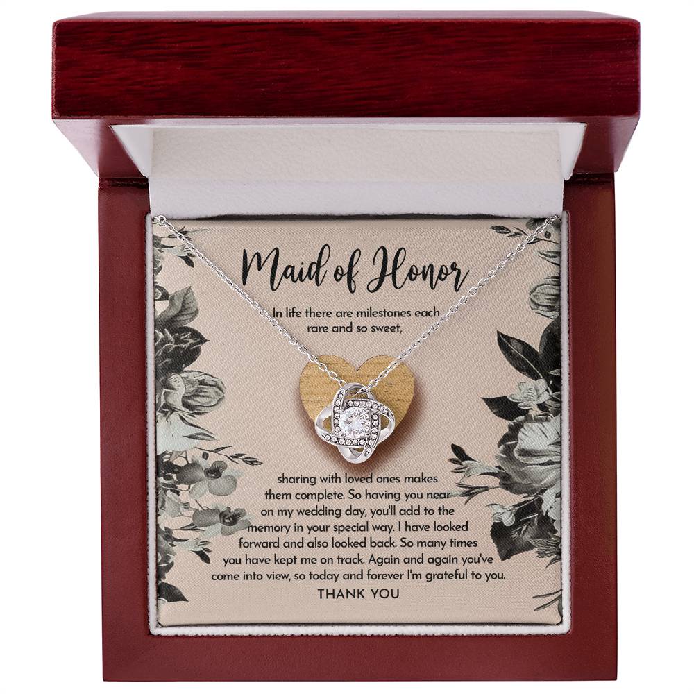 To My Maid Of Honor, On My Wedding Day, Im Grateful To You, Love Knot Necklace