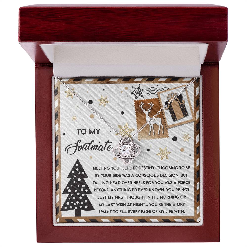 To My Soulmate, Meeting You Felt Like Destiny, Love Knot Necklace, Christmas Gift For Her