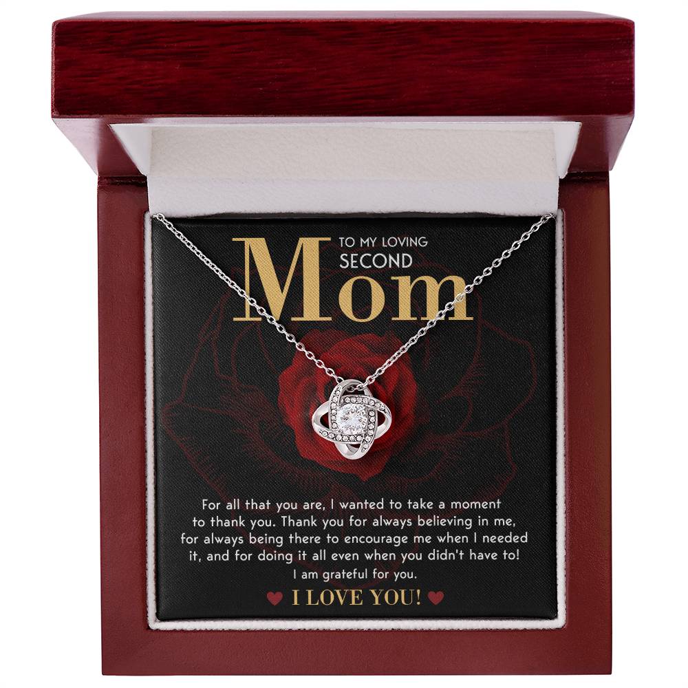 To My Loving Second Mom, I Am Grateful For You, Love Knot Necklace