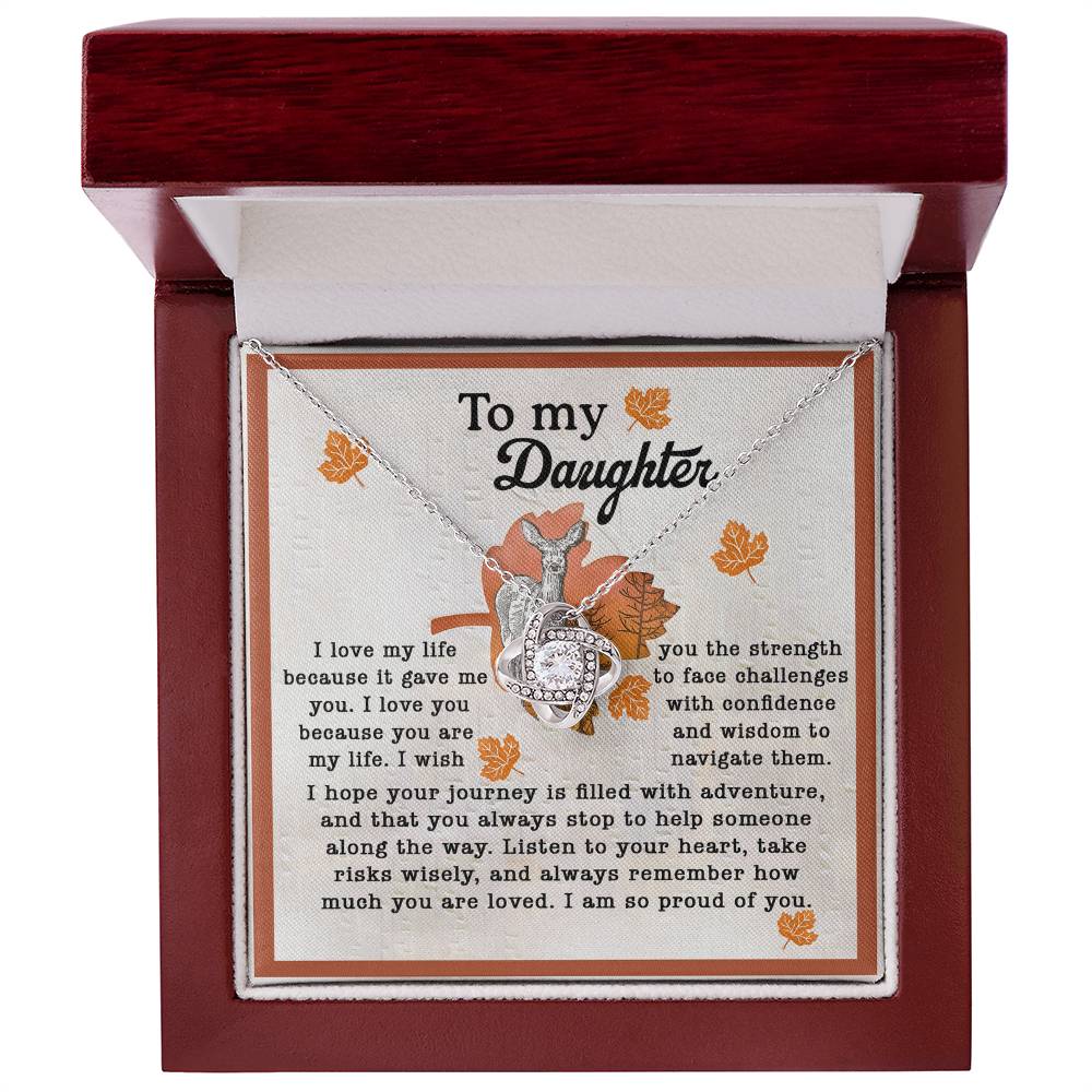 To My Daughter, Always Remember How Much You Are Loved, Love Knot Necklace, Gift For Daughter