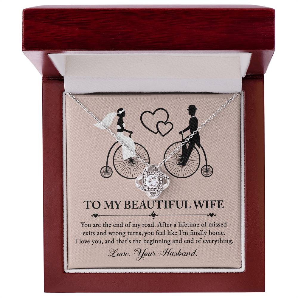 To My Wife, I'm Finally Home, Love Your Husband, Love Knot Necklace