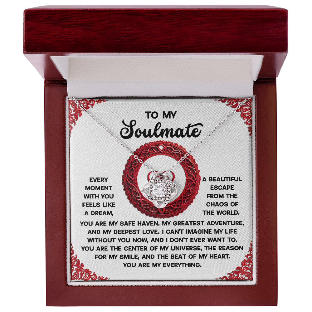 To My Soulmate, I Cant Imagine My Life Without You, Love Knot Necklace, Valentines Gift For Her
