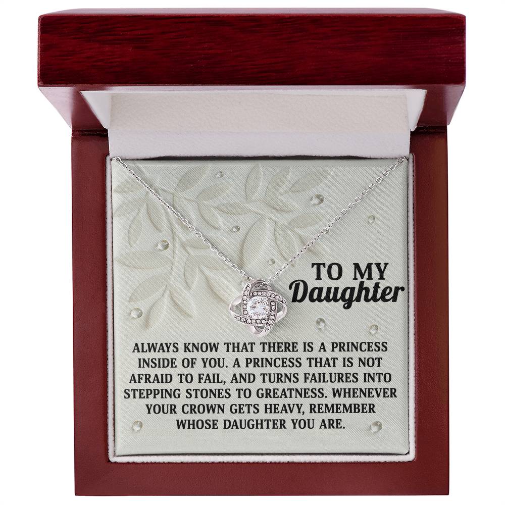 To My Daughter, Remember Whose Daughter You Are, Love Knot Necklace, Gift For Daughter