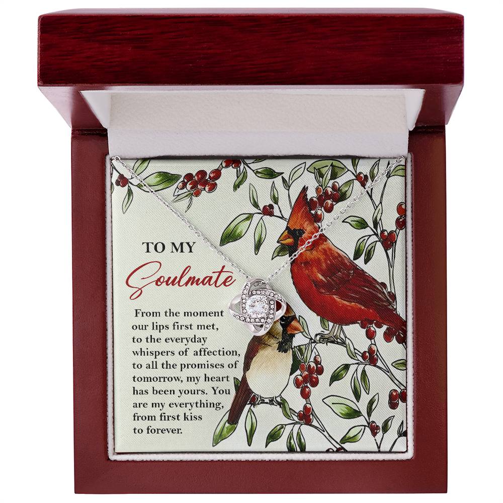 To My Soulmate, You Are My Everything From First Kiss To Forever, Love Knot Necklace, Christmas Gift For Her