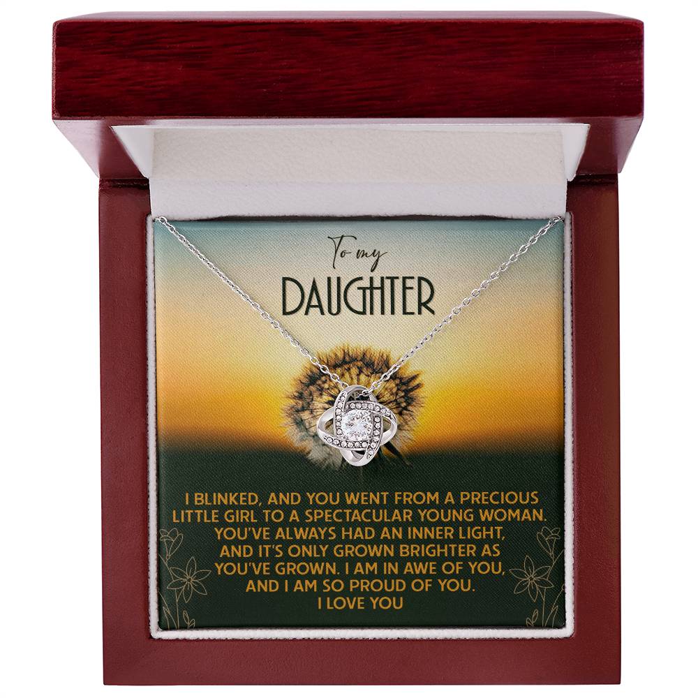 To My Daughter, I Am So Proud Of You, Love Knot Necklace, Gift For Daughter