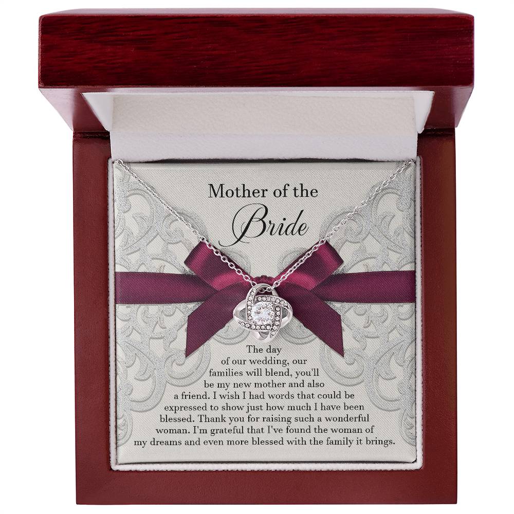 To My Bride's Mom, My New Mother, Love Knot Necklace, Gift For Bride's Mom