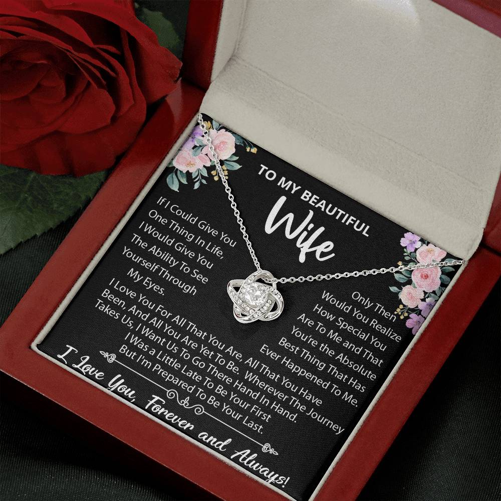 To My Beautiful Wife, Wherever The Journey Takes Us, Love Knot Necklace Message Card