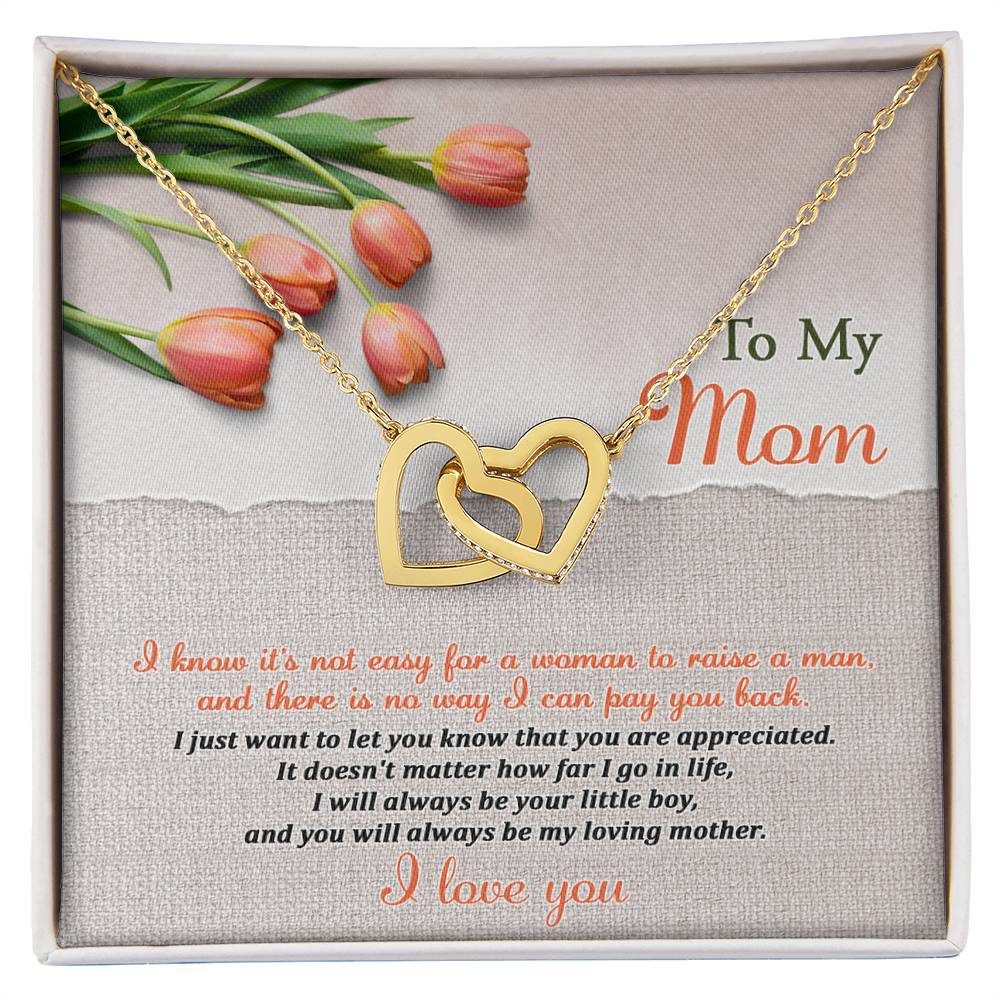 To My Mom, I Will Always Be Your Little Boy, Interlocking Hearts Necklace