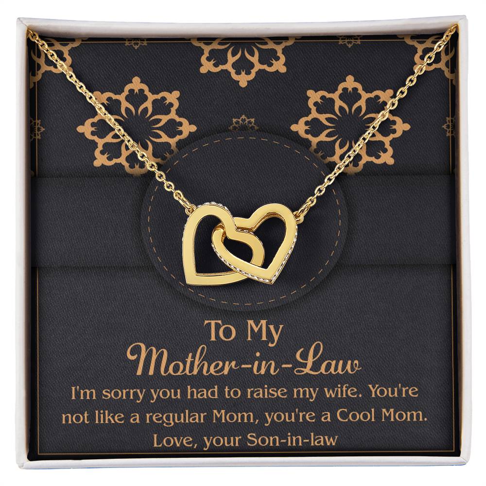 To My Mother-In-Law, From Your Son-In-Law, Interlocking Hearts Necklace