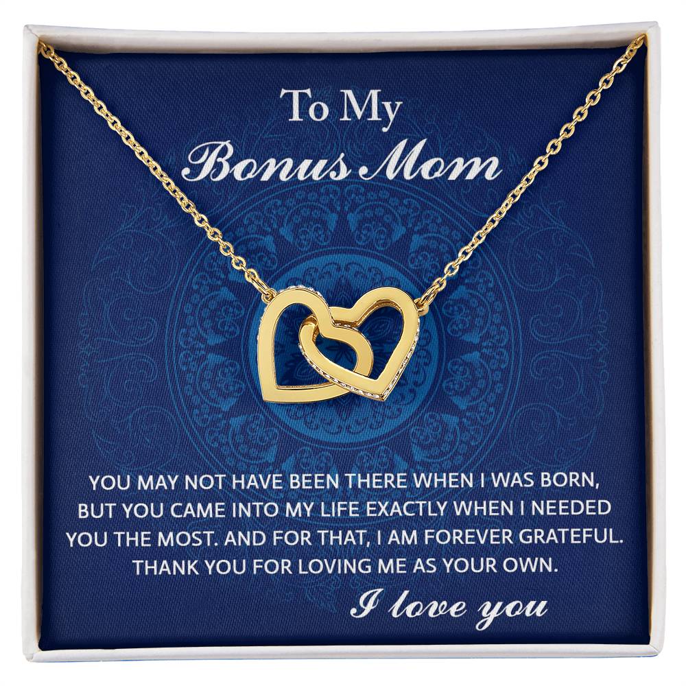 To My Bonus Mom, I Needed You, Interlocking Hearts Necklace