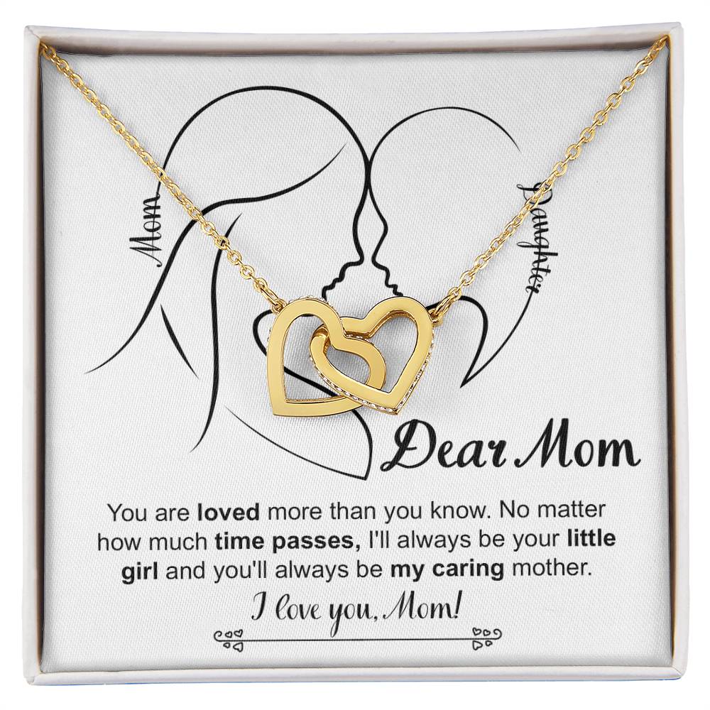 Dear Mom, I'll Always Be Your Little Girl, Interlocking Hearts Necklace