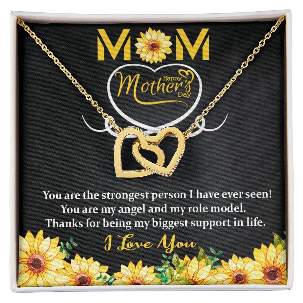 Interlocking Hearts Necklace - MOM - Happy Mothers Day - Sunflower-Mom