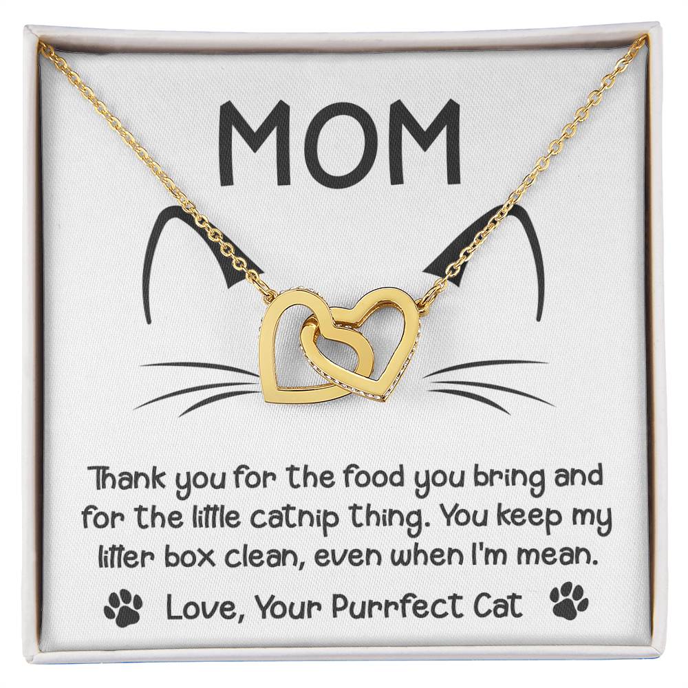 To My Cat Mom, When I'm Mean, Interlocking Hearts Necklace