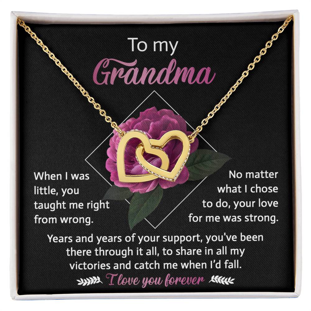 To My Grandma, Love For Me, Interlocking Hearts Necklace