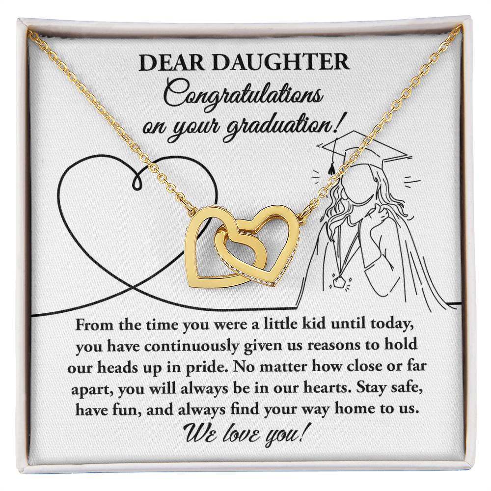 Dear Daughter, Congratulations On Your Graduation, Interlocking Hearts Necklace