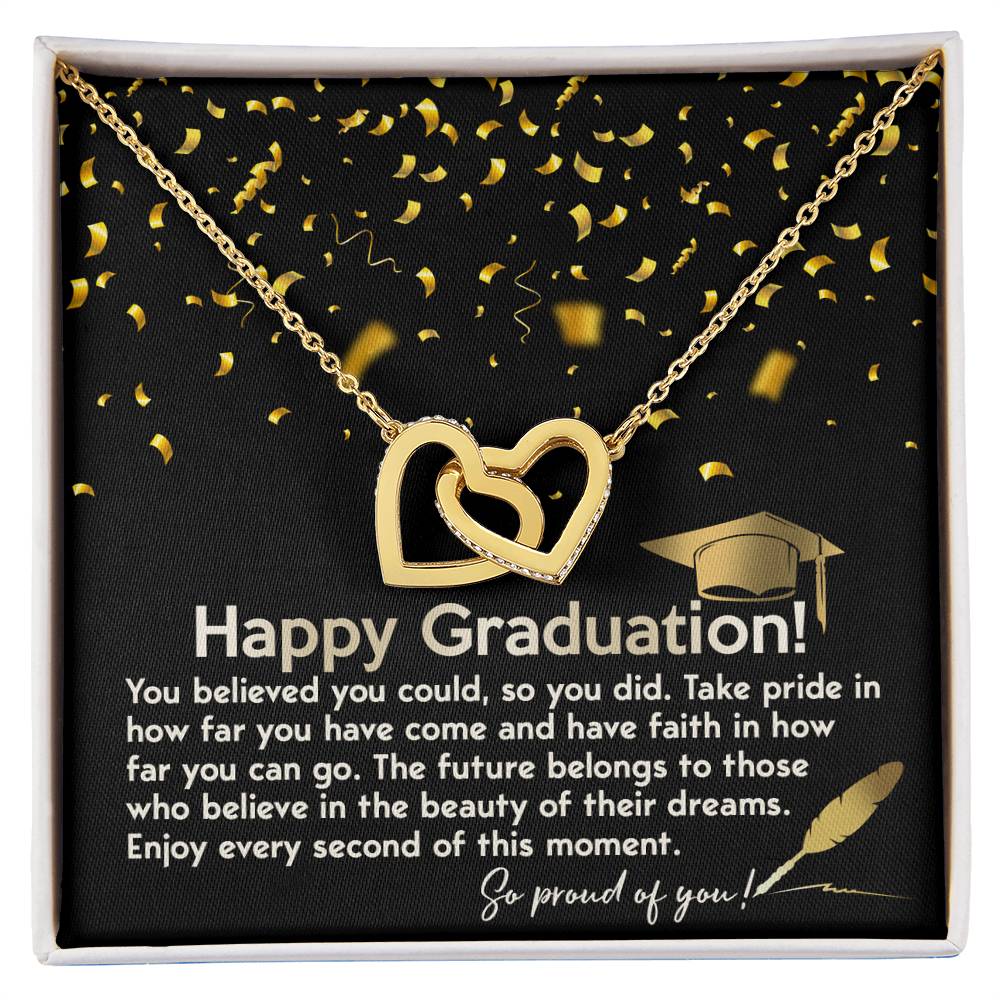 Happy Graduation, So Proud Of You, Interlocking Hearts Necklace