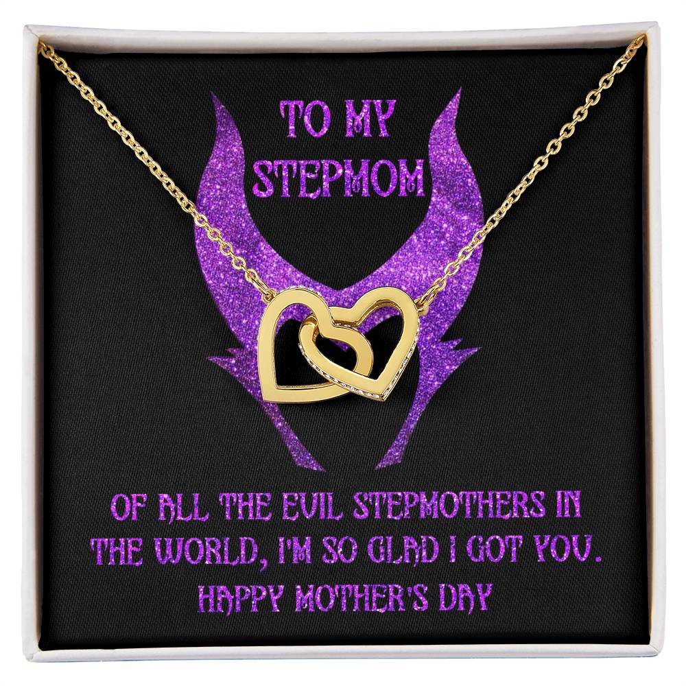 To My Step Mom, I'm So Glad I Got You, Happy Mothers Day, Interlocking Hearts Necklace