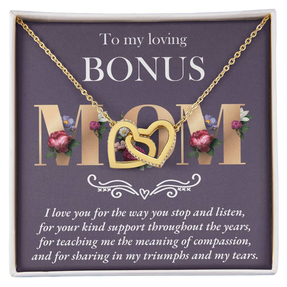 To My Bonus Mom, Throughout The Years, Interlocking Hearts Necklace