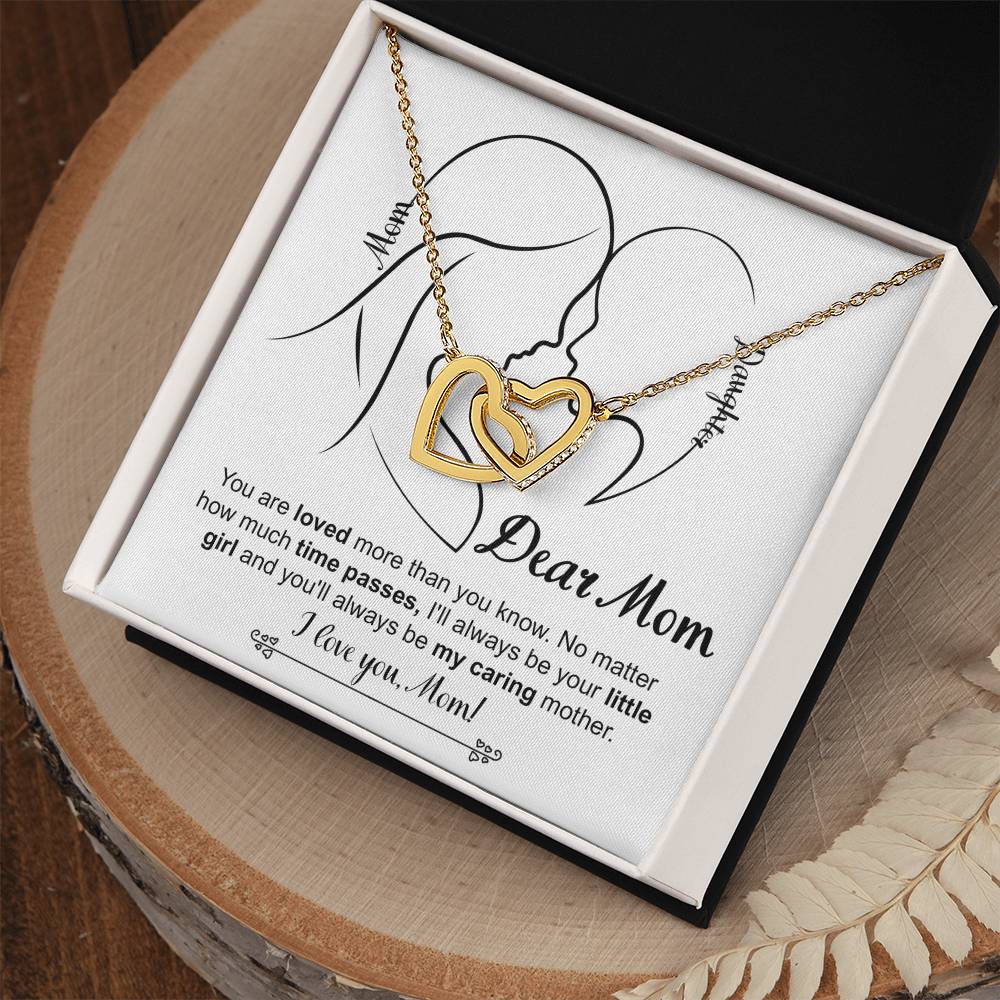 Dear Mom, I'll Always Be Your Little Girl, Interlocking Hearts Necklace