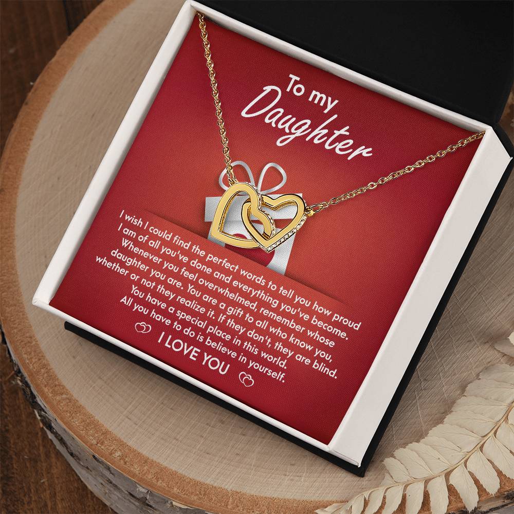 To My Daughter, You Are A Gift, Interlocking Hearts Necklace