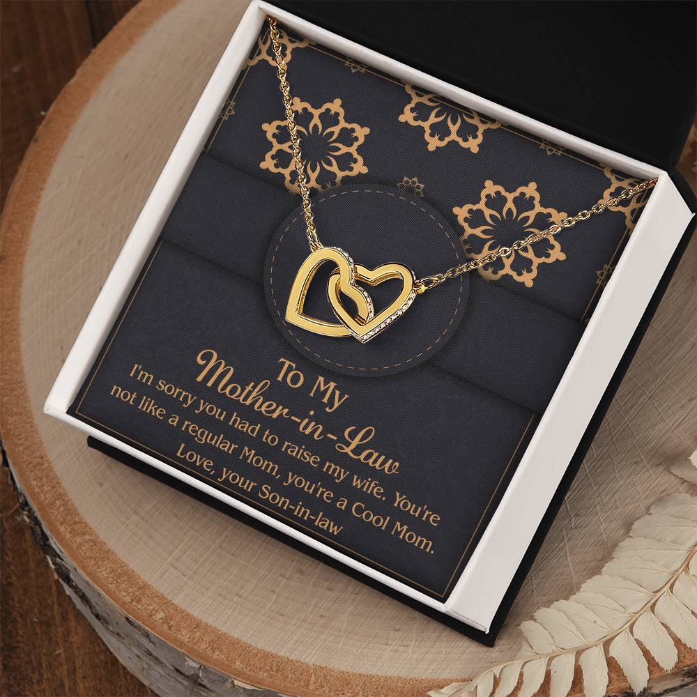 To My Mother-In-Law, From Your Son-In-Law, Interlocking Hearts Necklace