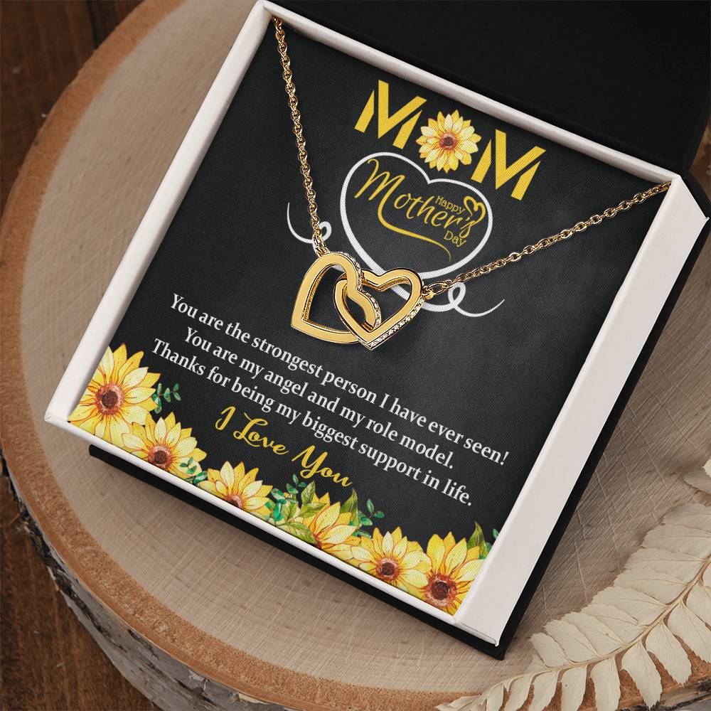 Interlocking Hearts Necklace - MOM - Happy Mothers Day - Sunflower-Mom